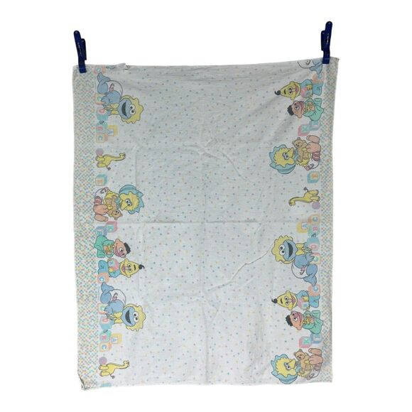 2 Vintage Sesame Street Cotton Flannel Baby Receiving Blankets Big Bird Riegel - Picture 5 of 7